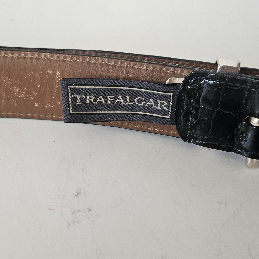 Trafalfar Black Croc Embossed Mens‎ Leather Belt Size 44 - Picture 5 of 10
